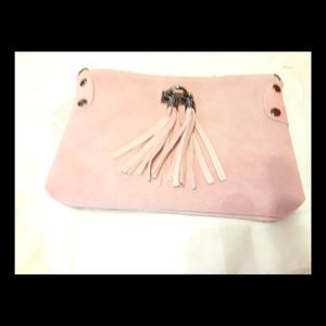 Genuine Italian Suede Shoulder Bag-Light Pink